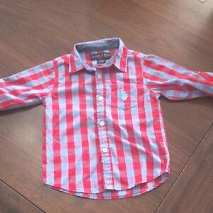 U.S. Polo Assn. Kids Red and Light Blue Plaid Shirt